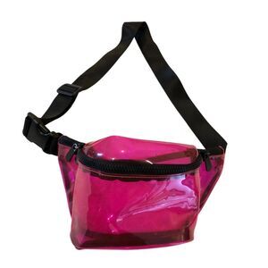Clear hot Pink black Fanny Pack Waist Belt Zippered Pouch Adjustable Strap